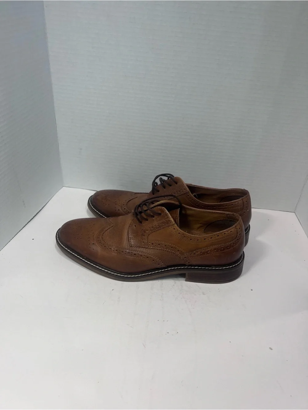 Alfani Brown Leather Wingtip Derby Shoes
